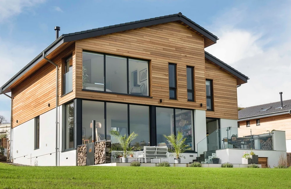 Modern cedar cladding and clean architectural lines
