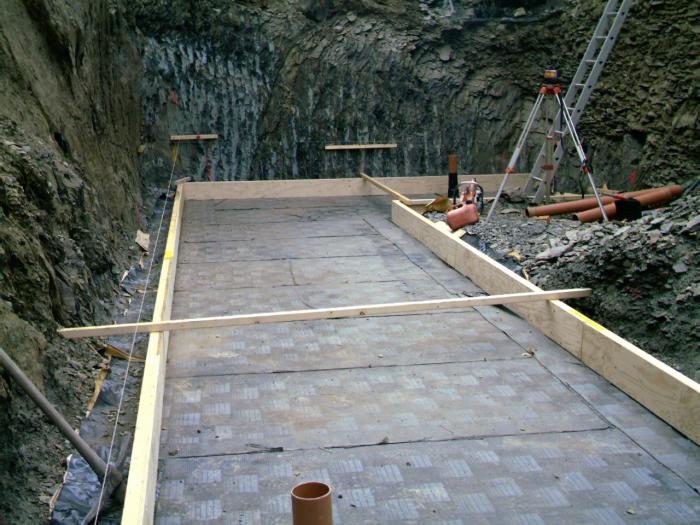 A paved access area during construction