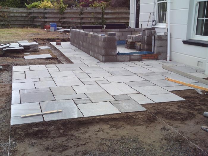 New paved patio and garden wall work