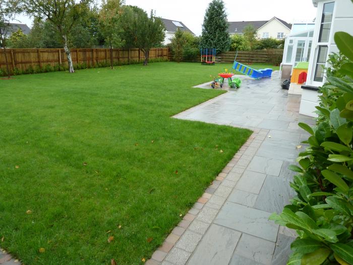 Completed garden landscaping and paving
