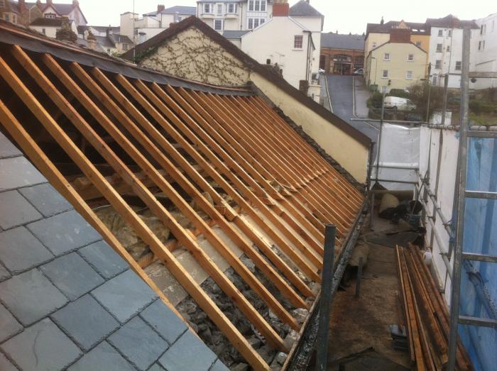 Timber roof structure during renovation